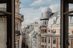 Views of the city and Parisian rooftops from the aparthotel.